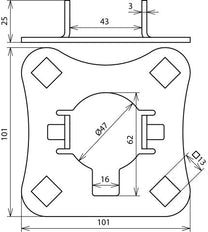 Dehn AP SR D50 4AE HVI V2A aansluitplaat voor steunbuizen - 819288