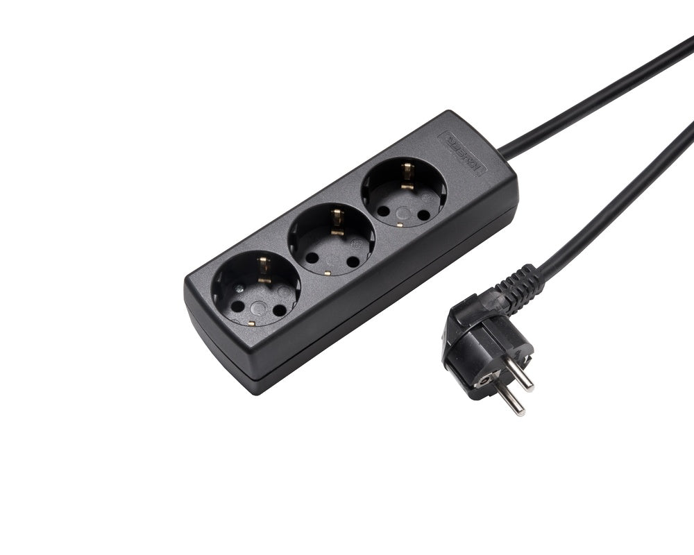 Martin Kaiser 3-Way Socket 45 Degree With Grounding Contact And 3m Cable Black - 1047ZL3-15W/sw [10 Pieces]