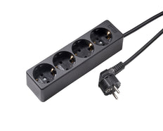 Martin Kaiser 4-Way Black Socket With Earth Contact And 3m Cable - 541ZL3-15W/SW [10 Pieces]