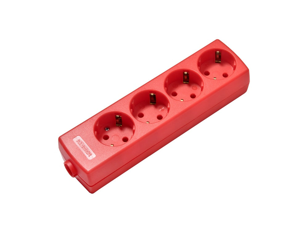 Martin Kaiser 4-Way Socket with Earthing Contact Red - 1048/rt [30 Pieces]