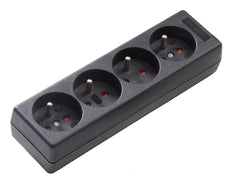 Martin Kaiser 4-Way Black Socket With Earthing Pin And Shutter - 041K/sw [20 Pieces]