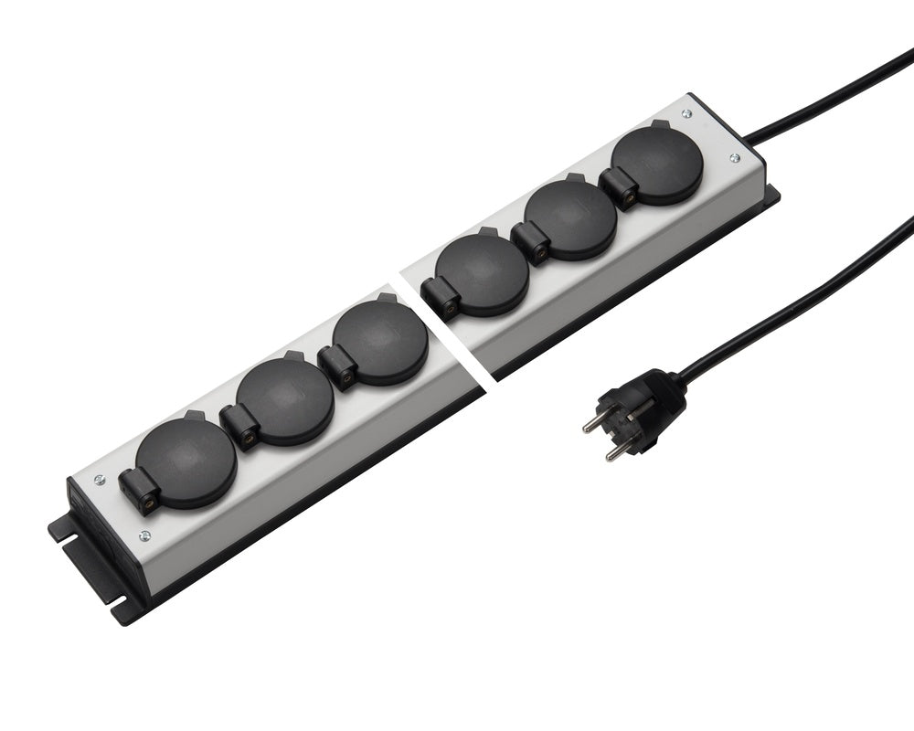 Martin Kaiser Power Outlet Strip 12 Way Hinged Cover IP20 1.5m Cable (European Socket) - 1059ZL12l-sw15 [10 Pieces]