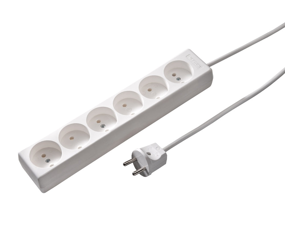 Martin Kaiser 6-Way Unearthed Socket Arctic White Cable 1.5m - 1061ZL/15/kws [10 Pieces]