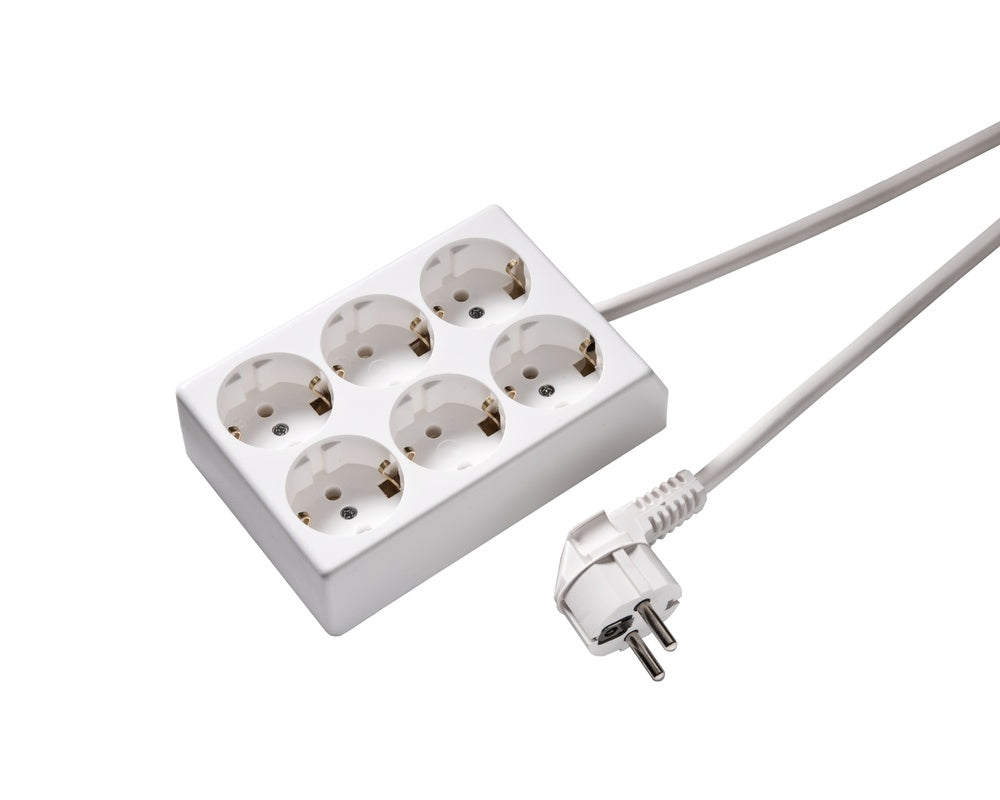 Martin Kaiser MK 6-Way Socket With Earthing Contact 2x3 Cable 1.5M - 526ZL/15W/KWS [10 Pieces]