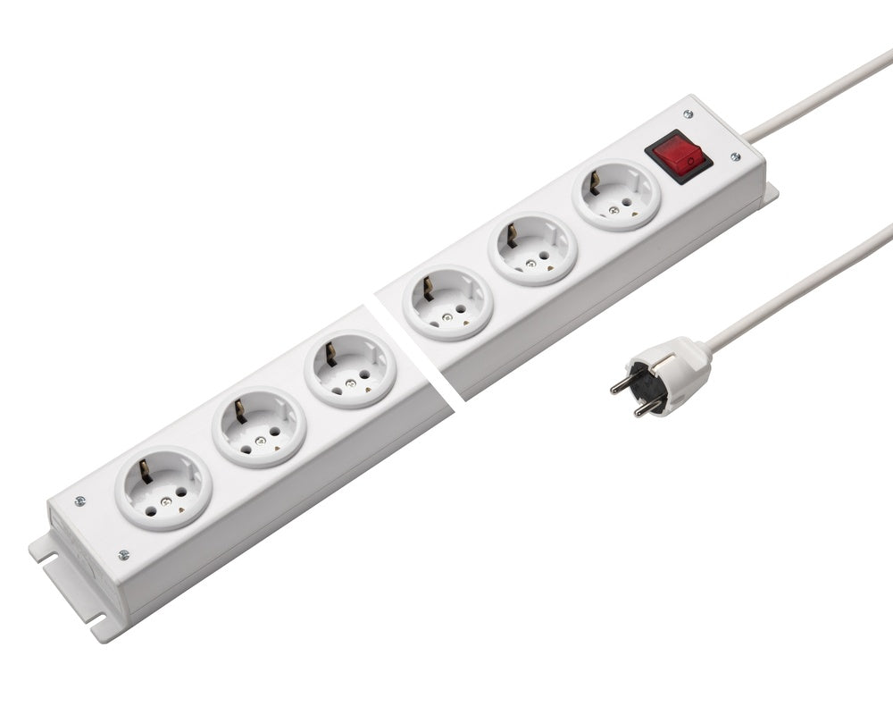 Martin Kaiser Power Outlet Strip 6-Way 90 Degree With Earthing Cable 1.5m - 1001ZL6WS15 [10 Pieces]
