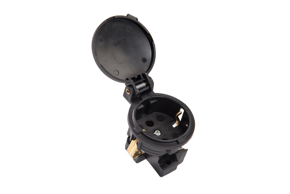 Martin Kaiser Black MK1 Flush-Mount Socket With Vertical Hinged Cover IP44 - 396/sw [30 Pieces]