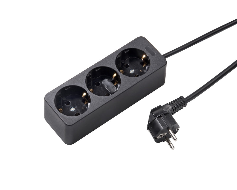 Martin Kaiser 3-Way Grounded Socket With 3M Cable Black - 538ZL3-15W/sw [10 Pieces]