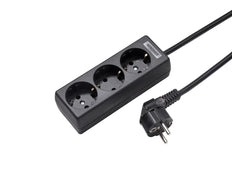 Martin Kaiser 3-Way Socket With Earthing Contact And 1.5m Cable Black - 1030ZL/15W/sw [10 Pieces]