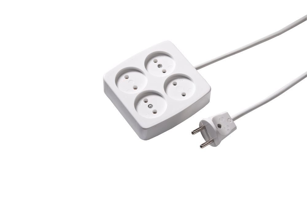 Martin Kaiser 4-Way Unearthed Socket With Cable 1.5m White - 510ZL/15/kws [10 Pieces]