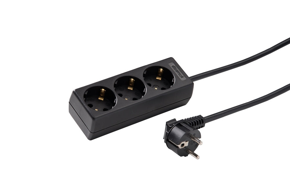 Martin Kaiser 3-Way Socket 45 Degree 3m Cable Black - 1045ZL3-15W/sw [10 Pieces]