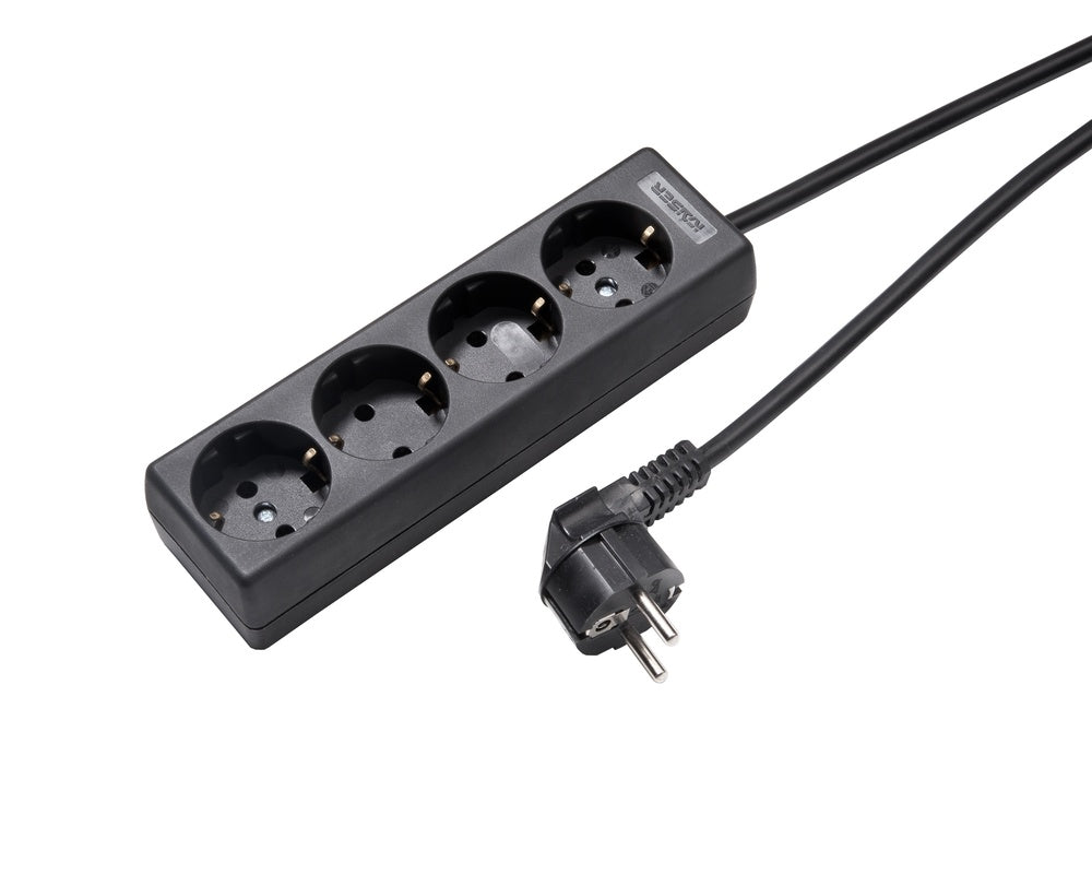 Martin Kaiser 4-Way Socket With Earth Contact And Cable 5m Black - 1040ZL5-15W/sw [8 Pieces]