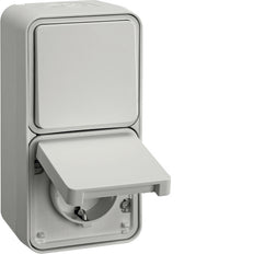 Hager Berker Combischakelaarcontactdoos met opbouwbehuizing W1 - 47803522