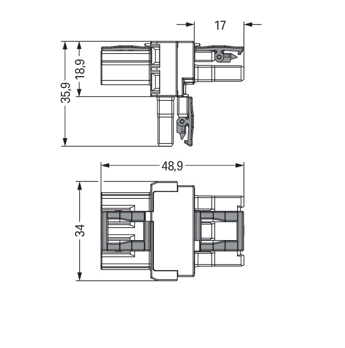 Wago 3-Pool T-Distributie Connector Met Vergrendelclips - 770-615 [2 Stuks]