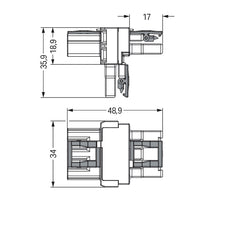 Wago 3-Pool T-Distributie Connector Met Vergrendelclips - 770-615 [2 Stuks]
