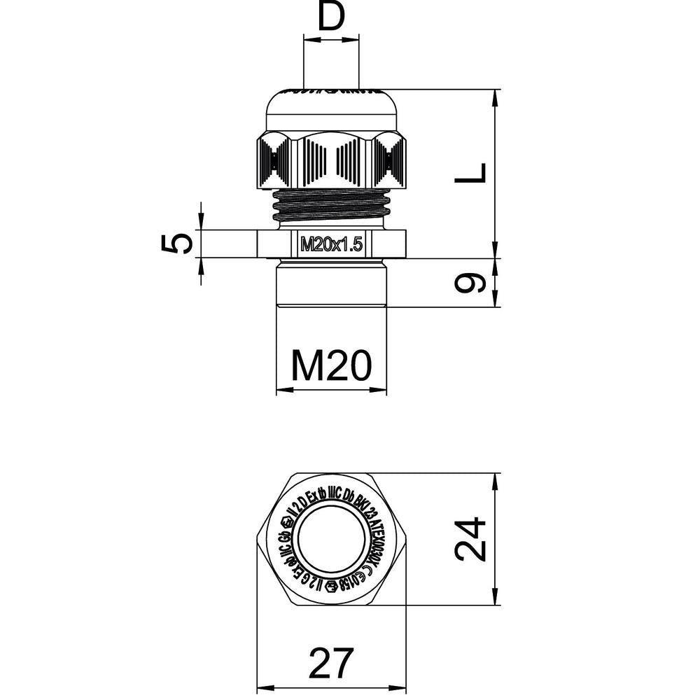 Ex-Gecertificeerde M20 Polyamide Kabeldoorvoer Ip68 - 2050323 [5 Stuks]