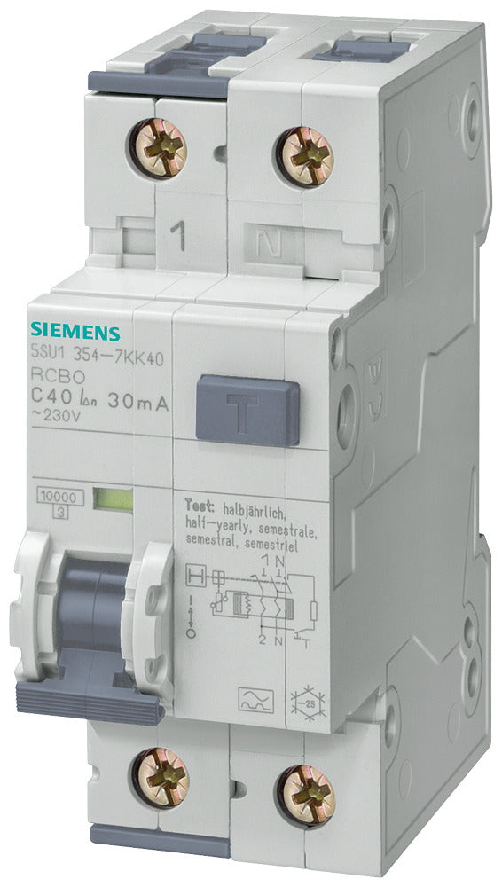 Siemens Sentron 5Su1 10A Rcbo Circuitbeveiliging - 5Su13547Kk10