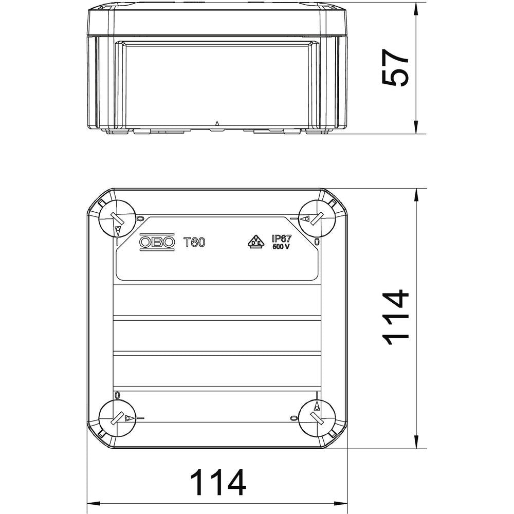 IP66 Vierkante Doos 114x114x57mm PP - 2007239 [5 Stuks]