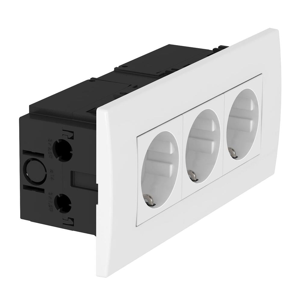 Drievoudige Stopcontactmodule 45 Wandunit Puur Wit - 6119414