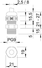 PG9 Industriële Kabeldoorvoer Met Verlengde Draad IP68 - 2024187 [10 Stuks]