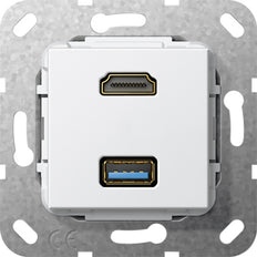 Gira Hdmi Usb 3.0 Type A Breakout Kabel Invoegstuk Puur Wit - 567903
