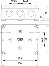 Universele Aansluitdoos IP54 10xM20 136x111x57mm - 2002345