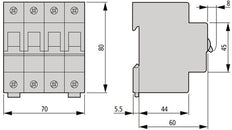 Eaton Faz 40A 3P+N B-Curve Mcb Aardlek