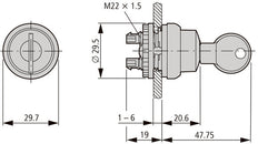 Eaton M22 3-Positie Sleutelschakelaar Met MS2 Slot - 111773