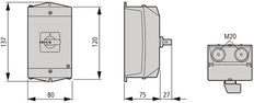 Eaton T0 Controle Schakelaar 20A 4-Contact Oppervlakte Bevestiging - 222605