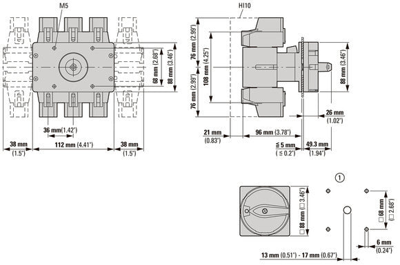 Eaton P5 125A Nood Hoofdschakelaar 3P+N Inbouw - 280910