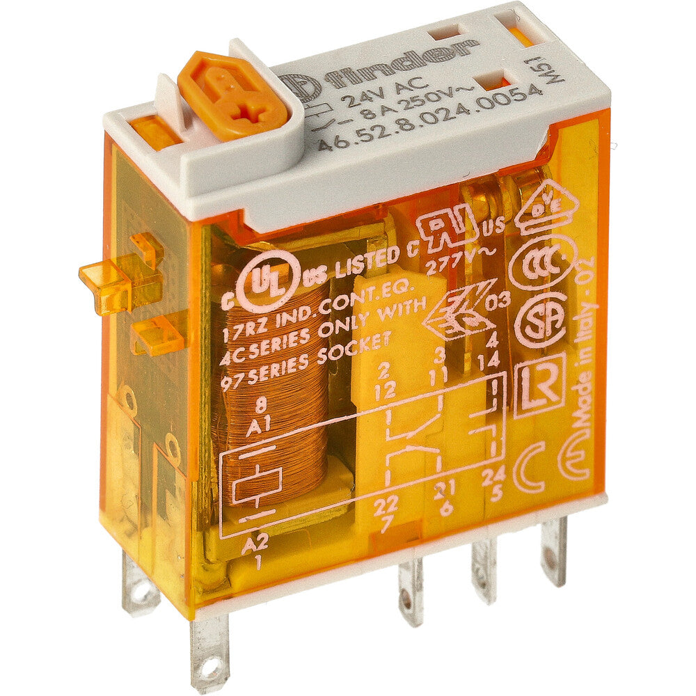 Finder 46.52 Industrieel Relais 2Co 8A 24Vac Met Led - 46.52.8.024.0054