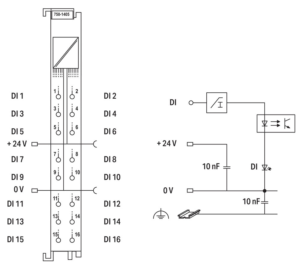 WAGO 750-1405 16-Kanaals Digitaal Ingangsmoduul 24VDC - 750-1405