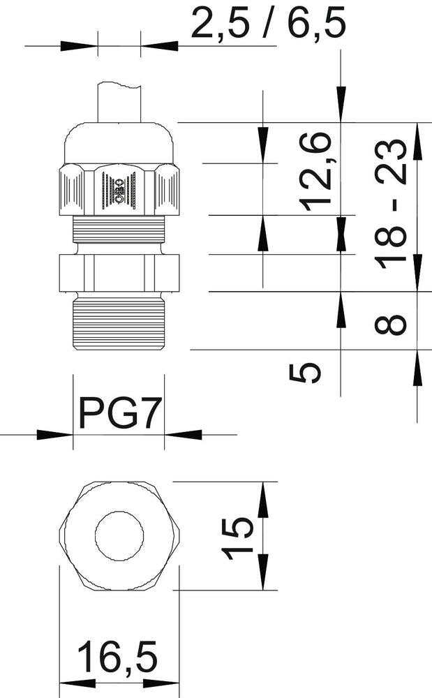 PG7 IP68 Kabeldoorvoer Met Trekontlasting RAL 7001 - 2022605 [10 Stuks]