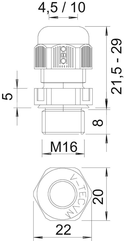 OBO M16 IP68 Kabeldoorvoer Met Trekontlasting Zwart - 2022885 [10 Stuks]