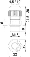 OBO M16 IP68 Kabeldoorvoer Met Trekontlasting Zwart - 2022885 [10 Stuks]