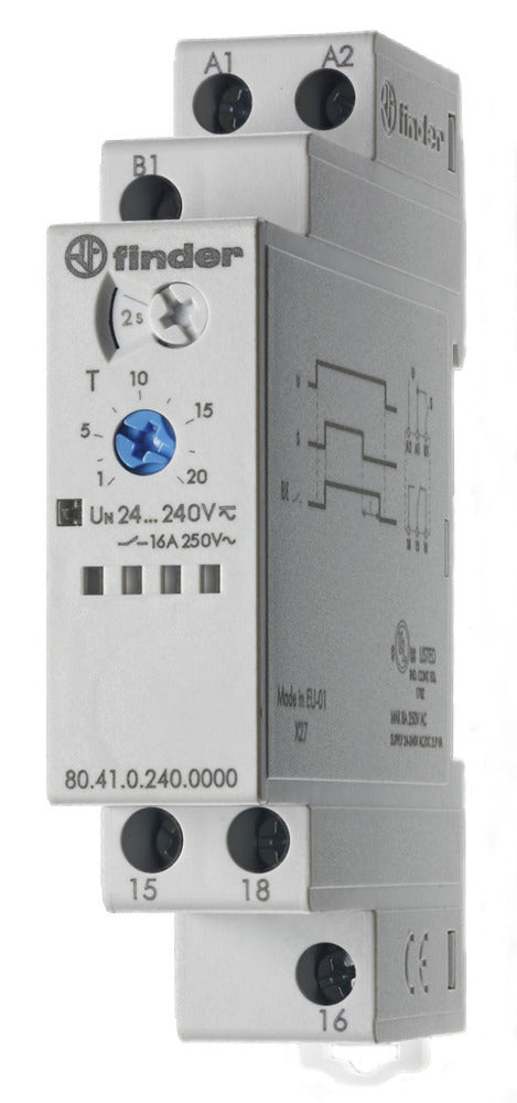 Finder 80.41 Timer Relais 16A 24-240V AC/DC Uitschakelvertraging - 80.41.0.240.0000