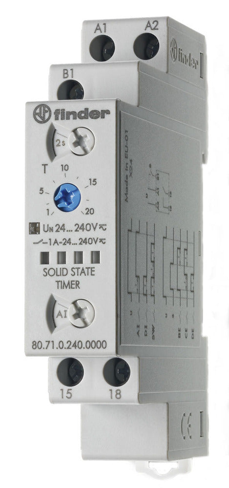 Finder 80.71 Multifunctionele Timer Relais SSR 24-240V AC/DC - 80.71.0.240.0000