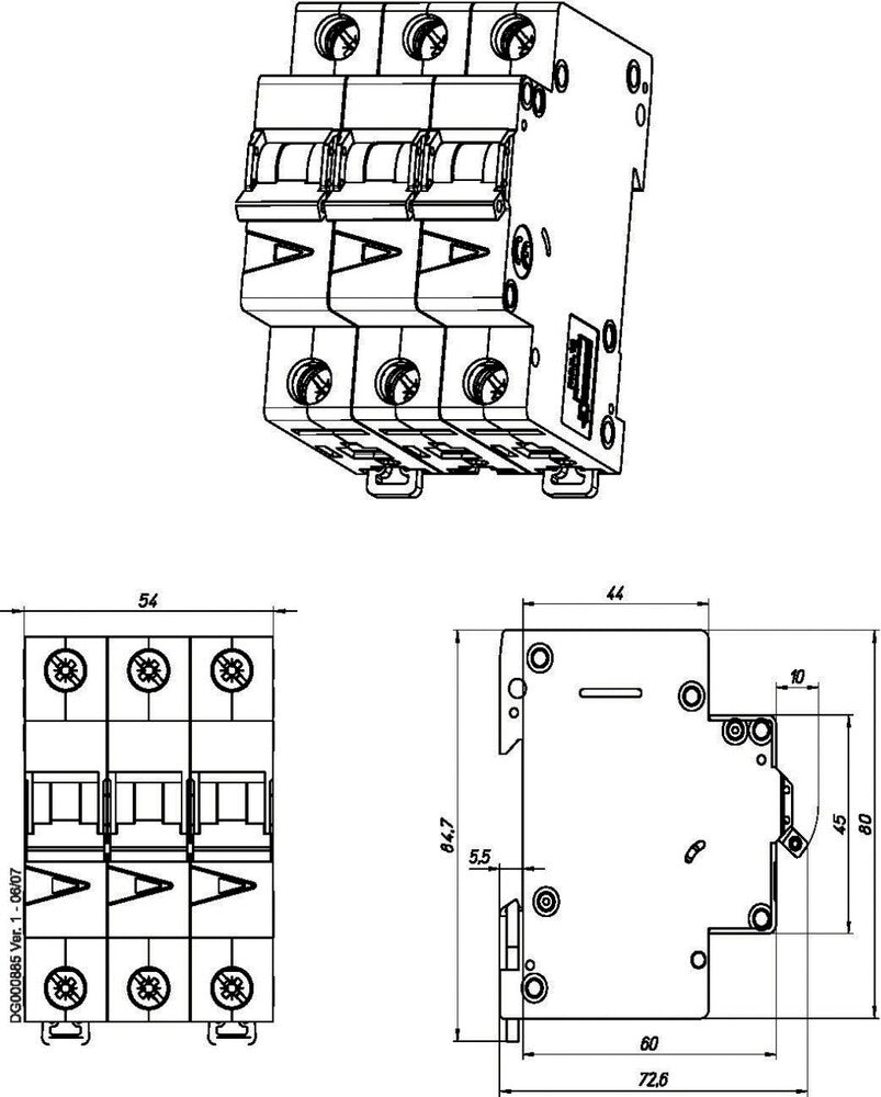 Eaton 3 Polige MCB Aardlekautomaat 2A B Curve 15kA - 278835