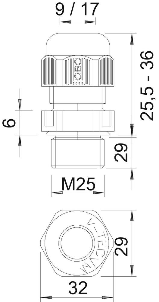 M25 Metrische Kabeldoorvoer Met Lange Draad IP68 - 2022970 [5 Stuks]