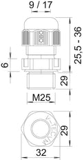 M25 Metrische Kabeldoorvoer Met Lange Draad IP68 - 2022970 [5 Stuks]