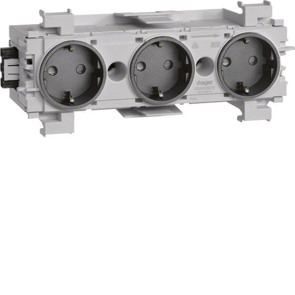 Drievoudige Stopcontact Wago Voorzijde Montage Zwart - GS30019011
