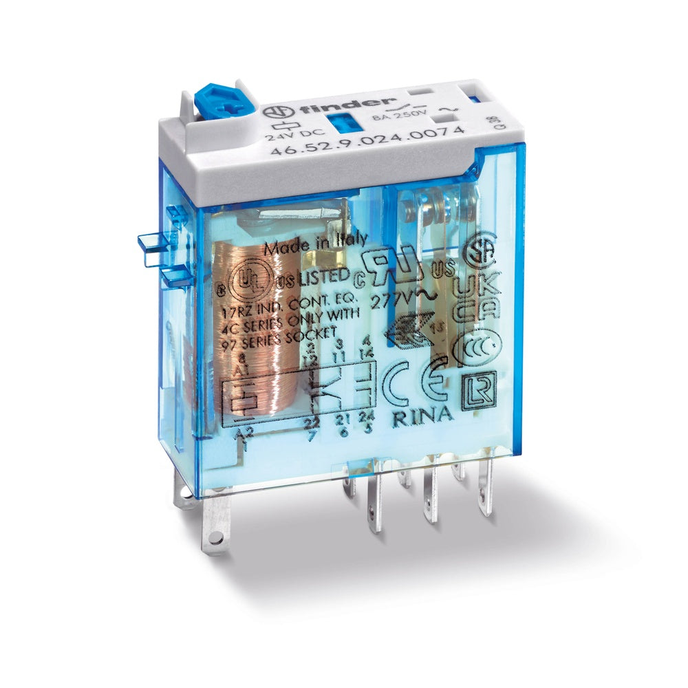 Finder 46.52 Industrieel Relais 8A 24VDC Dubbele CO - 46.52.9.024.0074