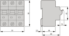Eaton 80A 3P+N Aardlekautomaat C-Characteristic 25kA - 211803