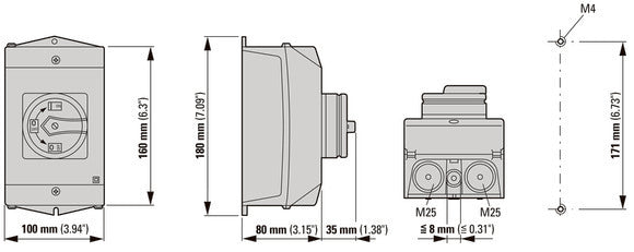 Eaton P1 25A Three Pole Main Switch With Stop Function - 207295