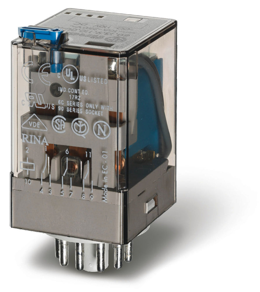 Finder 60 Serie 12V DC Relais 3CO 10A Met Testtoets - 60.13.9.012.0040