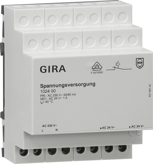 Gira AC 24V 1A Power Supply For Weather Station DIN - 102400