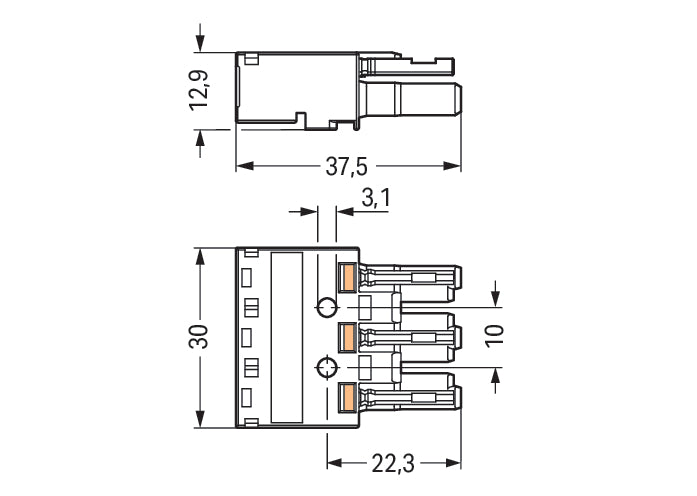 WAGO 770-203 WINSTA MIDI 3-Pool Vrouwelijke Connector Zwart - 770-203 [100 Stuks]