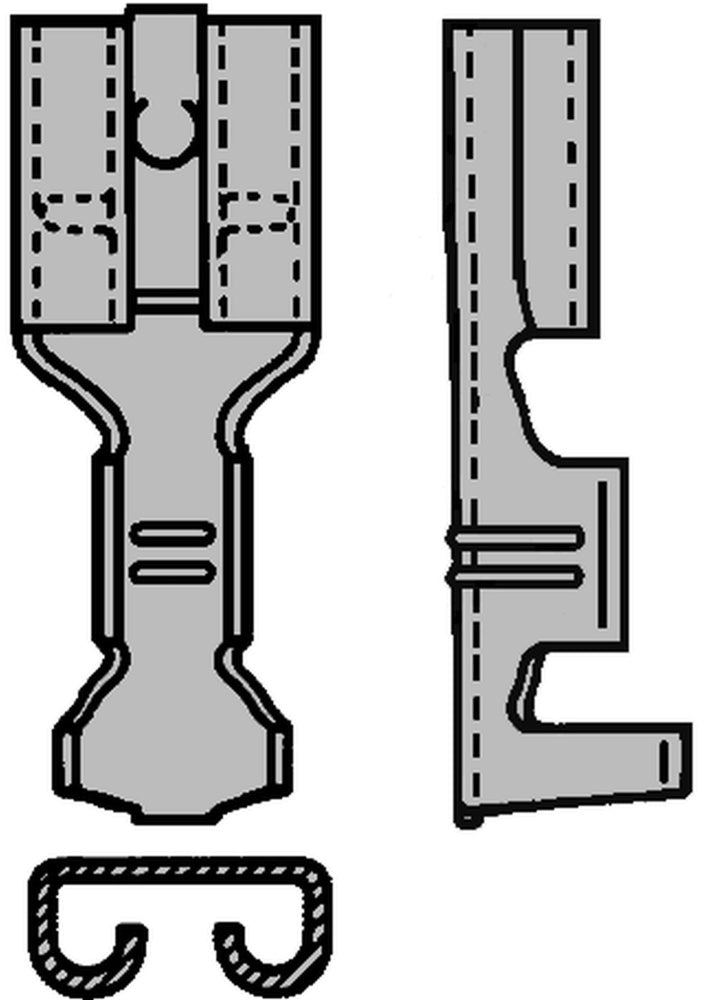 Niet Geïsoleerde F Crimp Terminal 6.3x0.8mm 1.0-2.5mm2 - 210390 [100 Stukken]