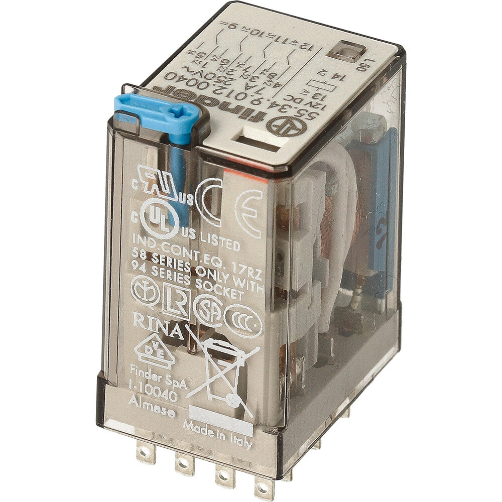 Finder 55.34 Industrieel Relais 4CO 7A 12VDC Met Testtoets - 55.34.9.012.0040