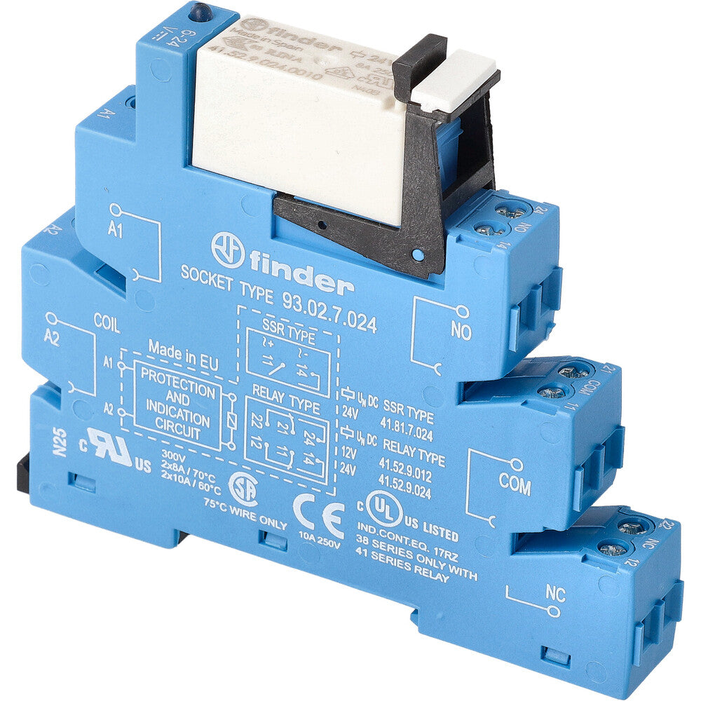 Finder 38.52 Interface Relais 24VDC 8A Dual CO Contact - 38.52.7.024.0050