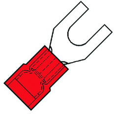 Geïsoleerde Vorkterminal M4 Rode Nylon Voor 0.5-1.5mm2 Kabel - 156510 [100 Stuks]